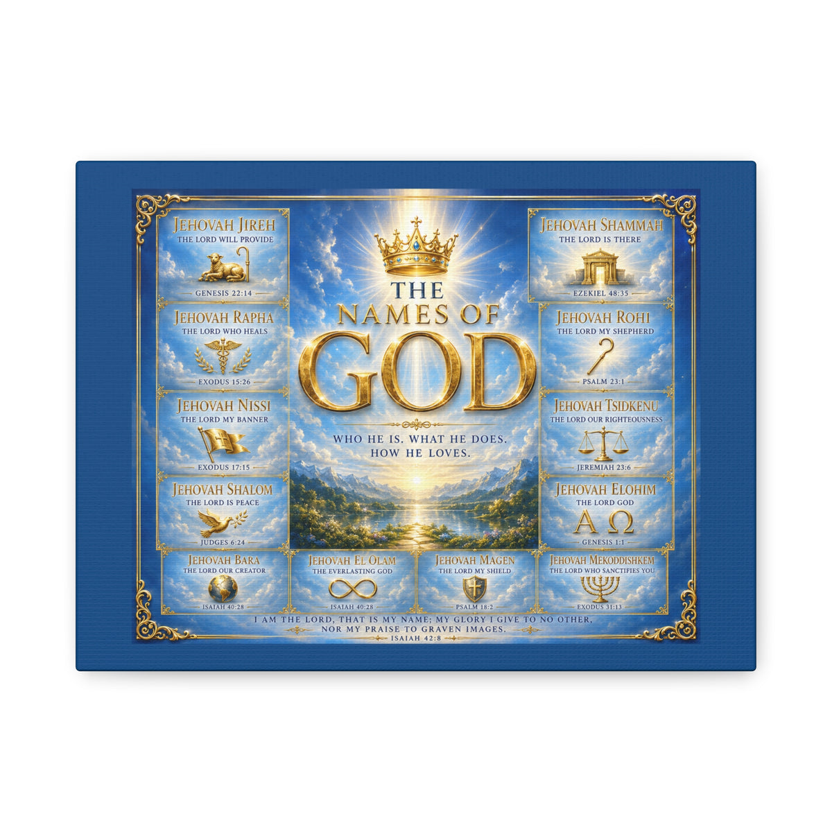 Names of God Canvas Wall Art – Heavenly Blue
