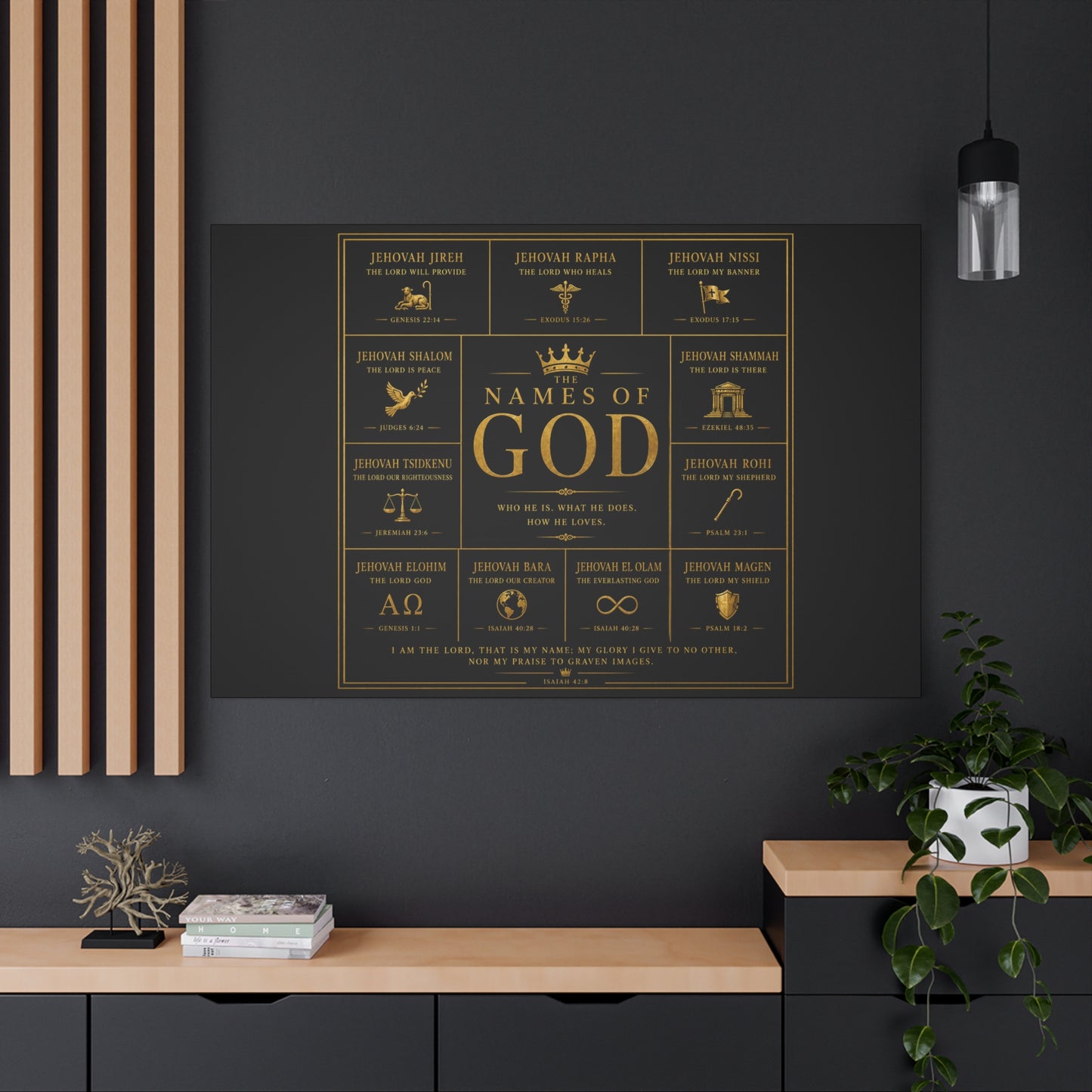 Names of God Canvas Wall Art-Black and Gold