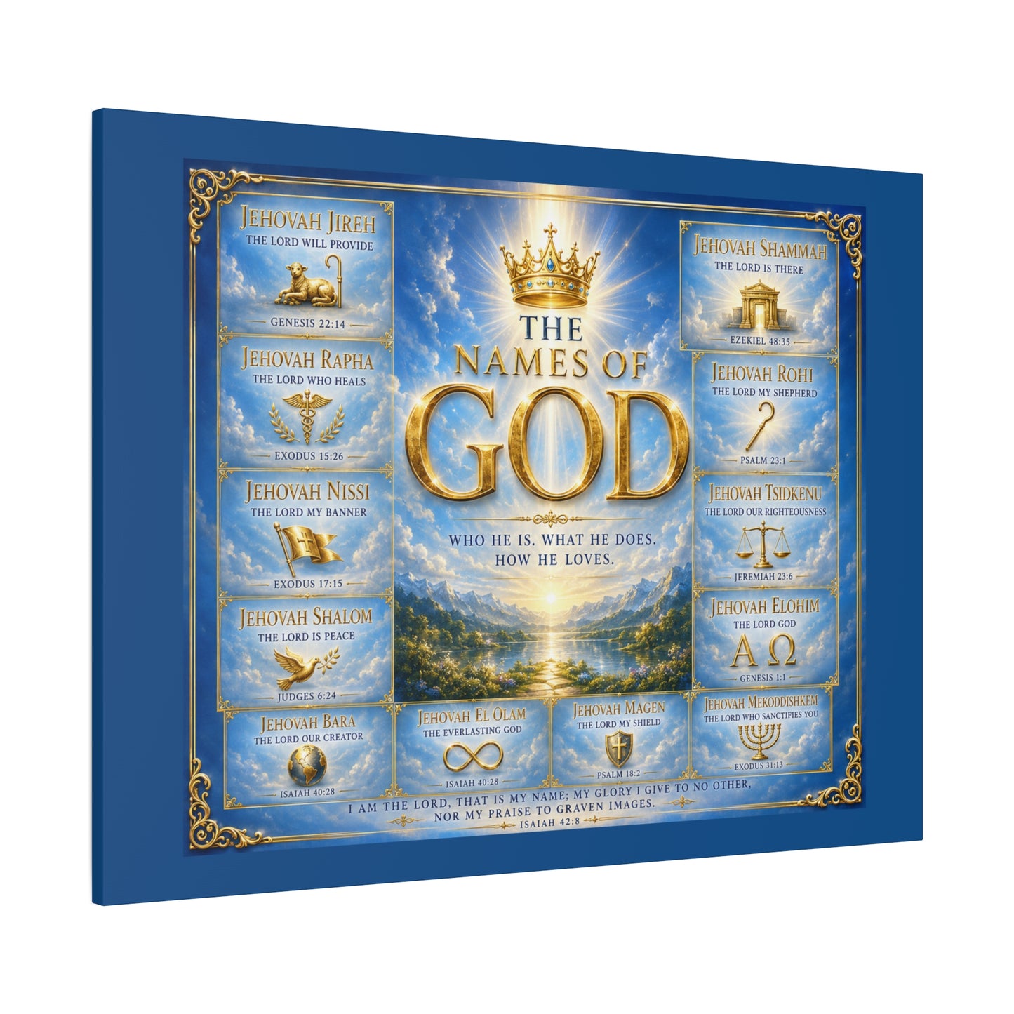 Names of God Canvas Wall Art – Heavenly Blue