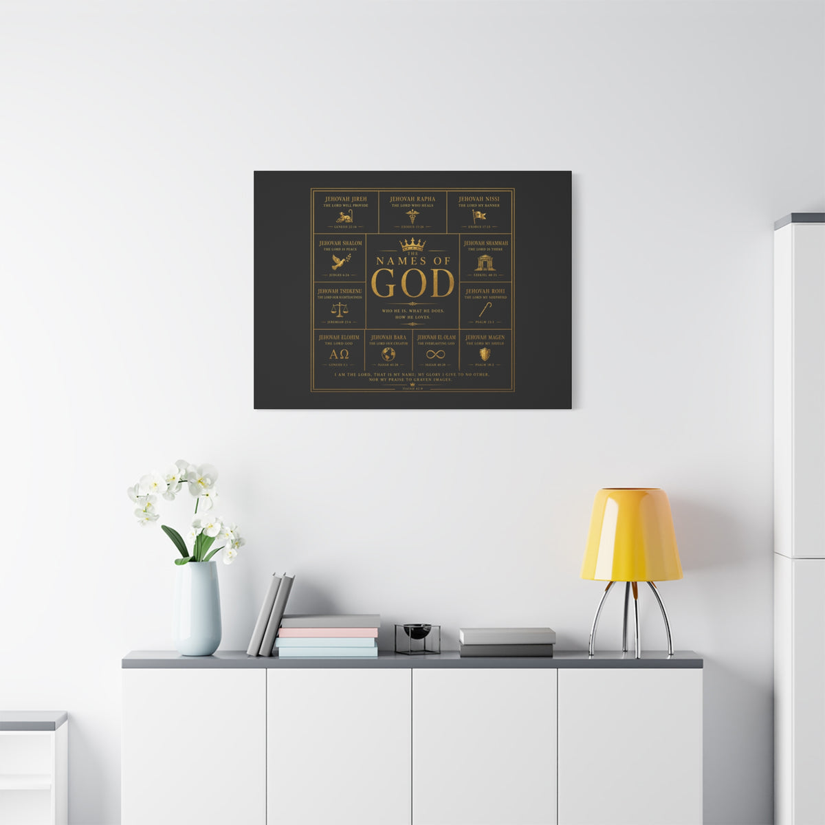 Names of God Canvas Wall Art-Black and Gold