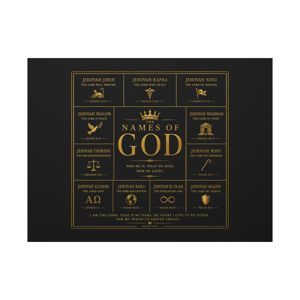 Names of God Canvas Wall Art-Black and Gold