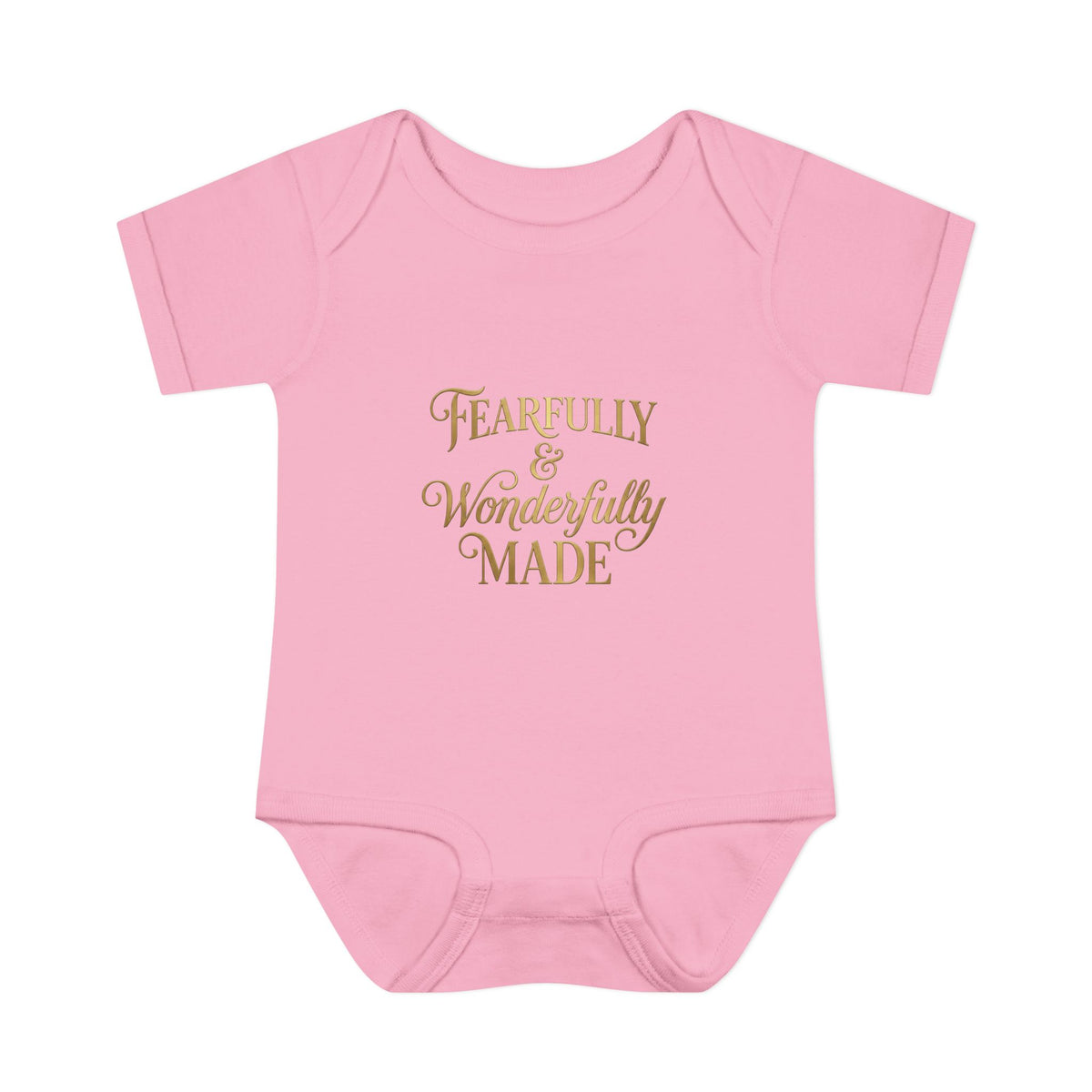 Baby Bodysuit – "Fearfully & Wonderfully Made" Gold Script Infant Onesie