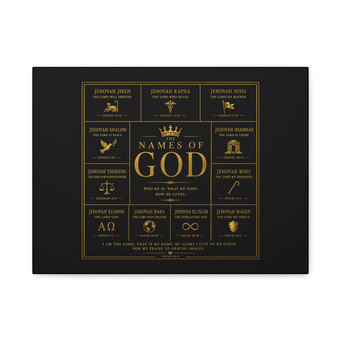 Names of God Canvas Wall Art-Black and Gold