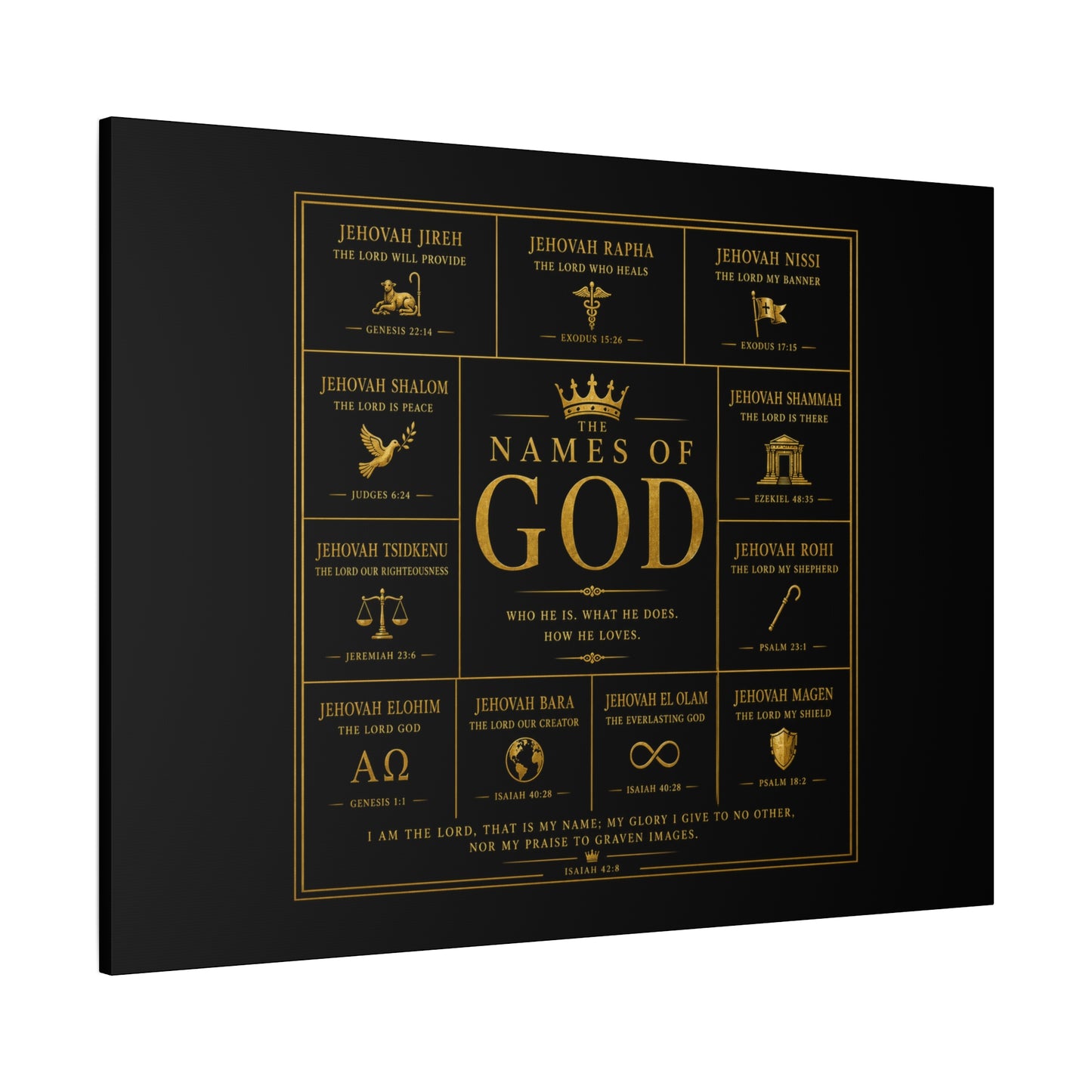 Names of God Canvas Wall Art-Black and Gold