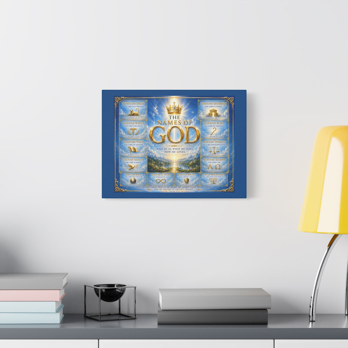 Names of God Canvas Wall Art – Heavenly Blue