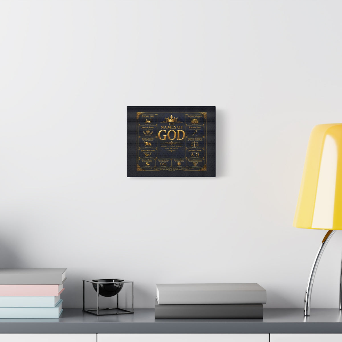 Names of God Canvas Wall Art-Deep Royal Blue