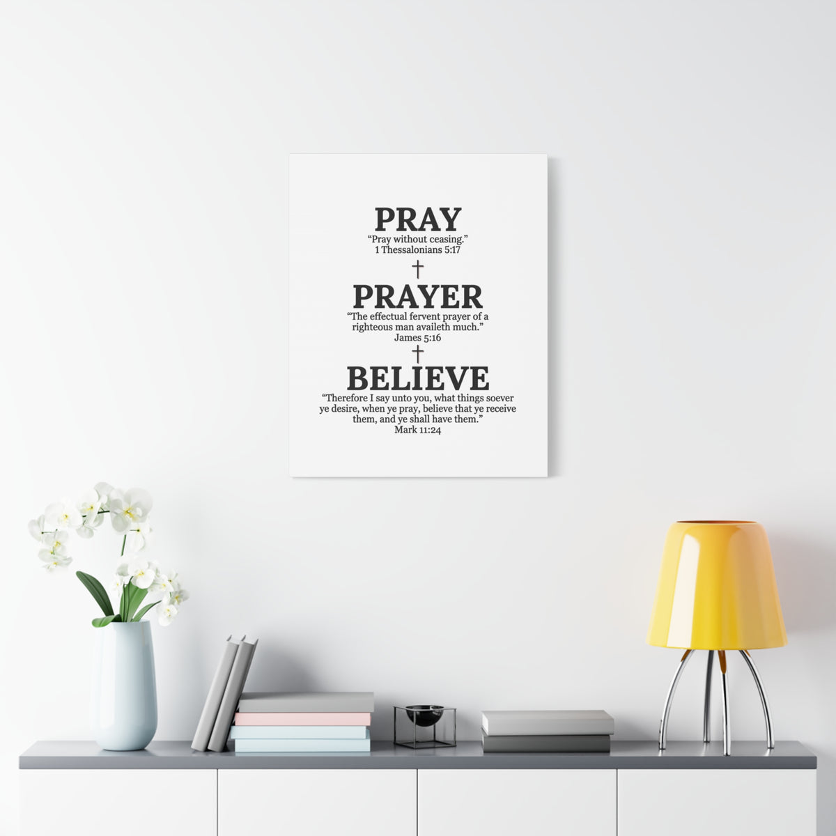 Pray, Prayer, Believe – Inspirational Christian Wall Canvas
