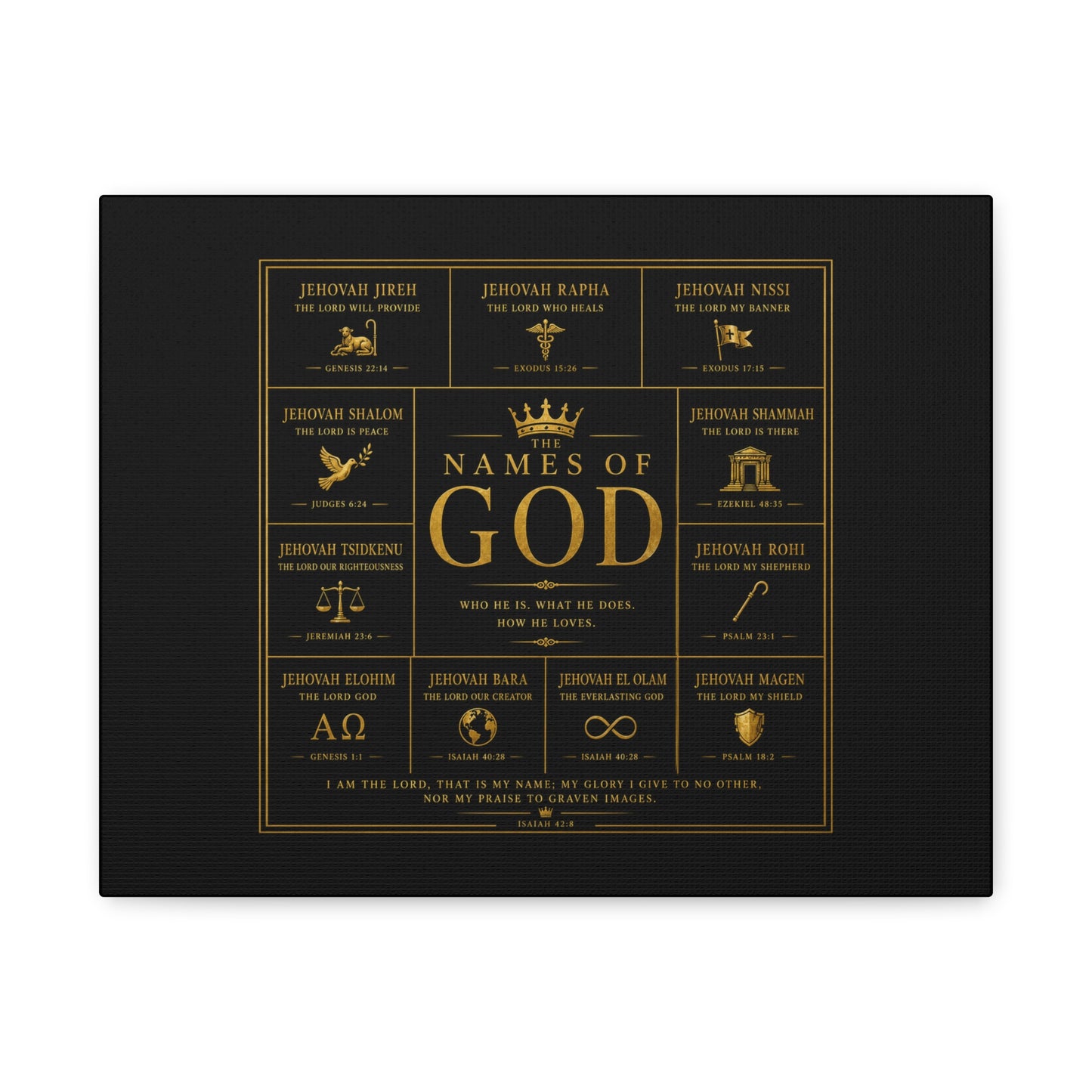 Names of God Canvas Wall Art-Black and Gold