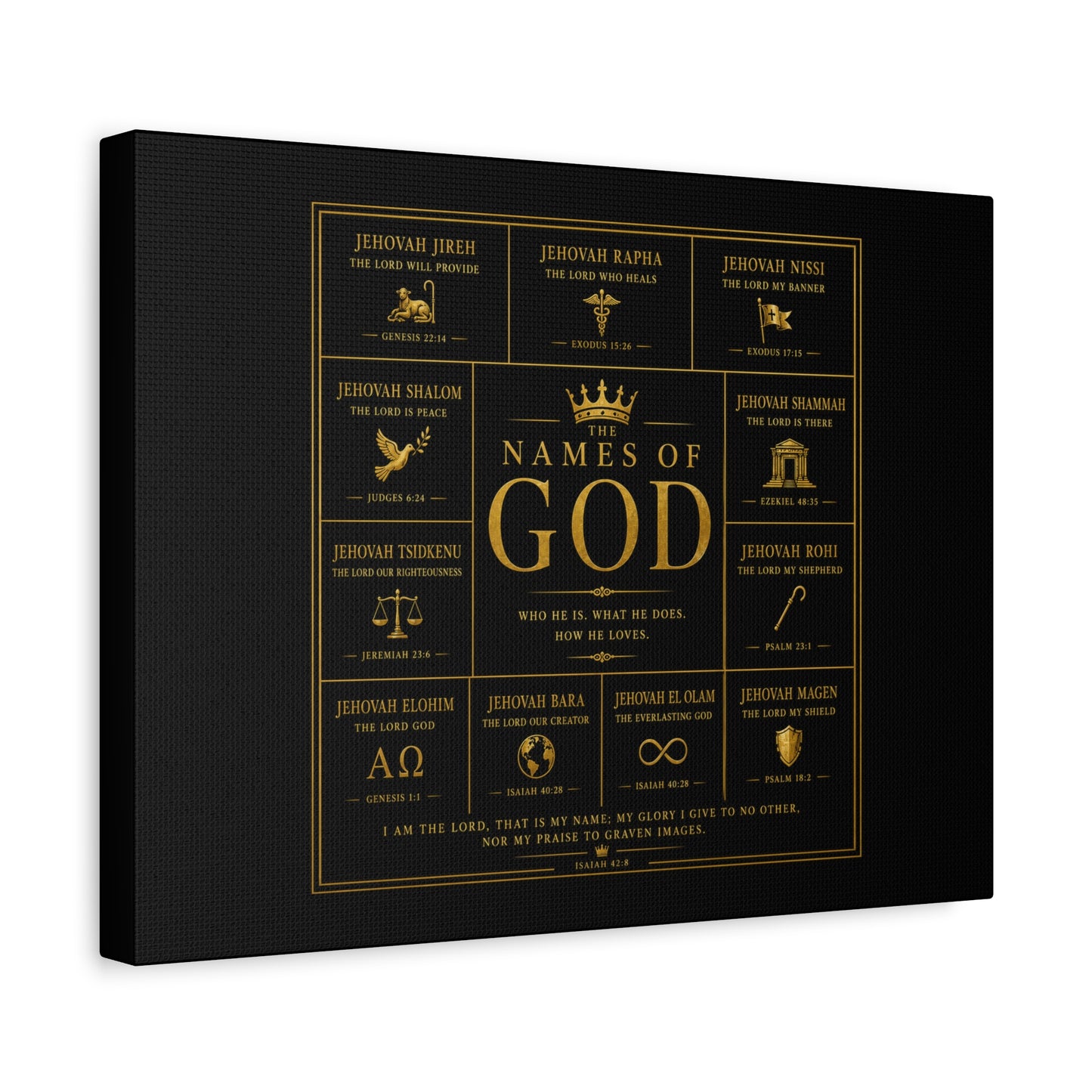Names of God Canvas Wall Art-Black and Gold