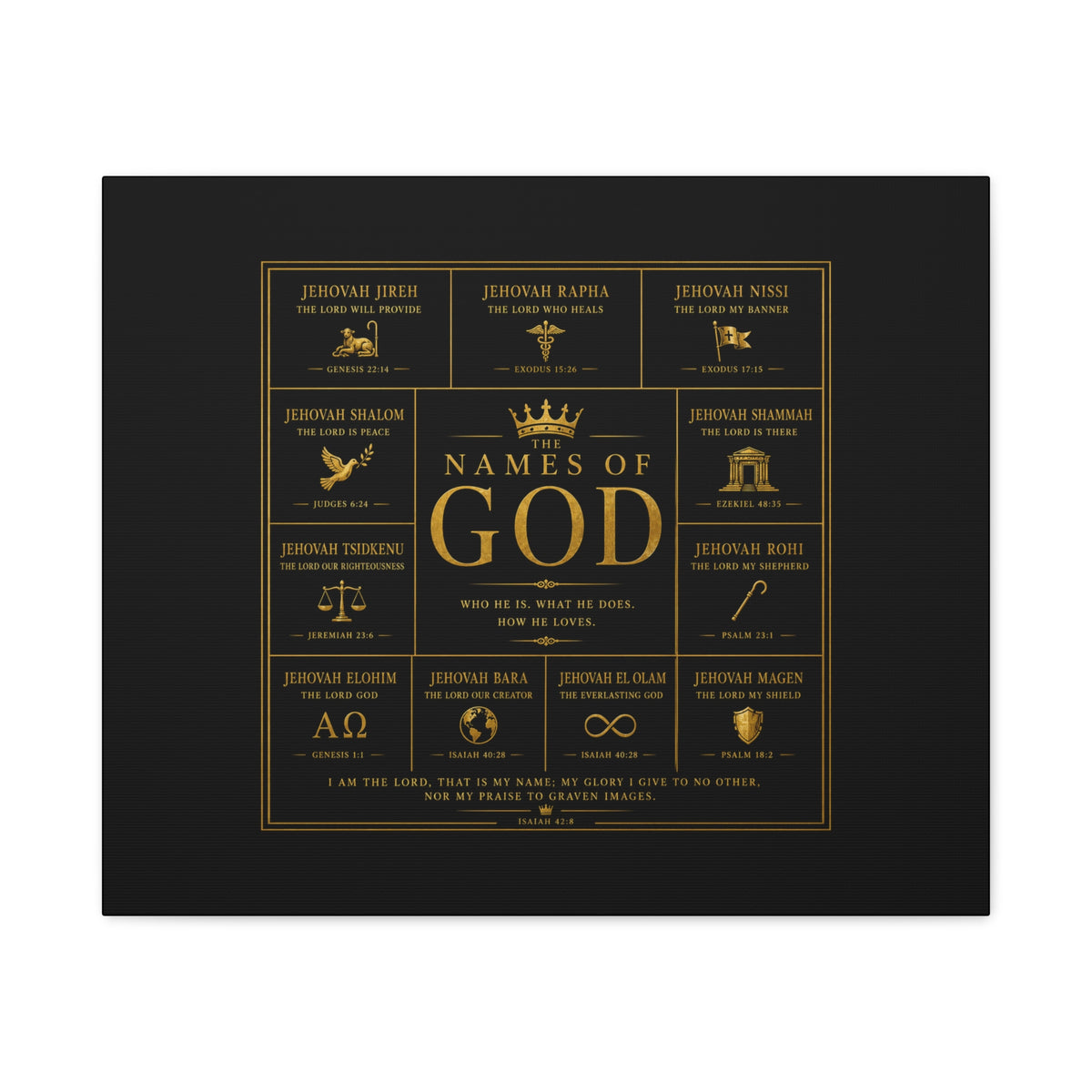 Names of God Canvas Wall Art-Black and Gold