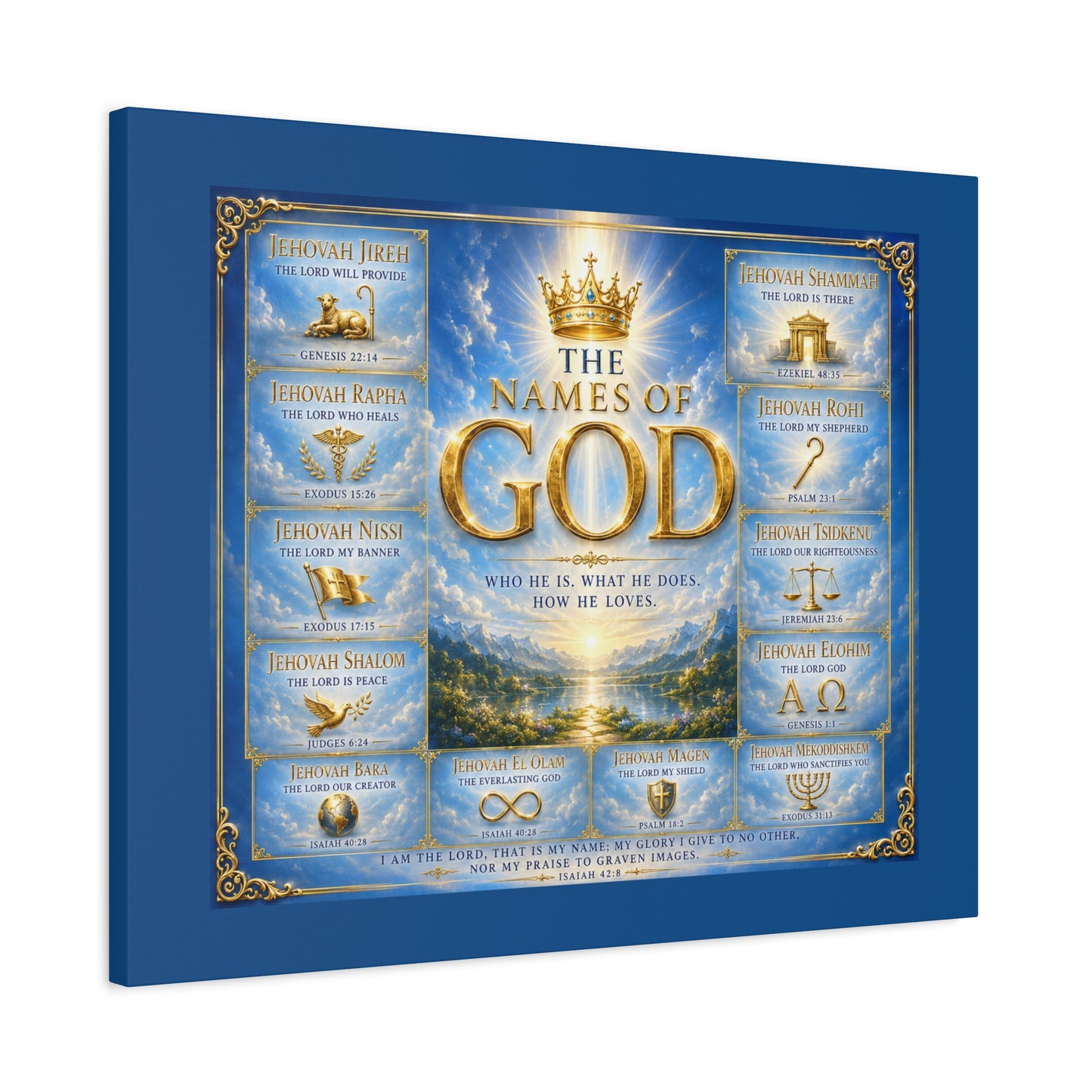 Names of God Canvas Wall Art – Heavenly Blue