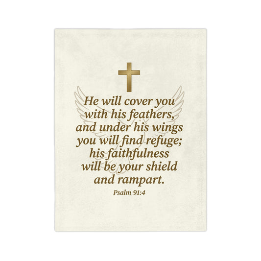 Psalm 91:4 Velveteen Microfiber Throw Blanket