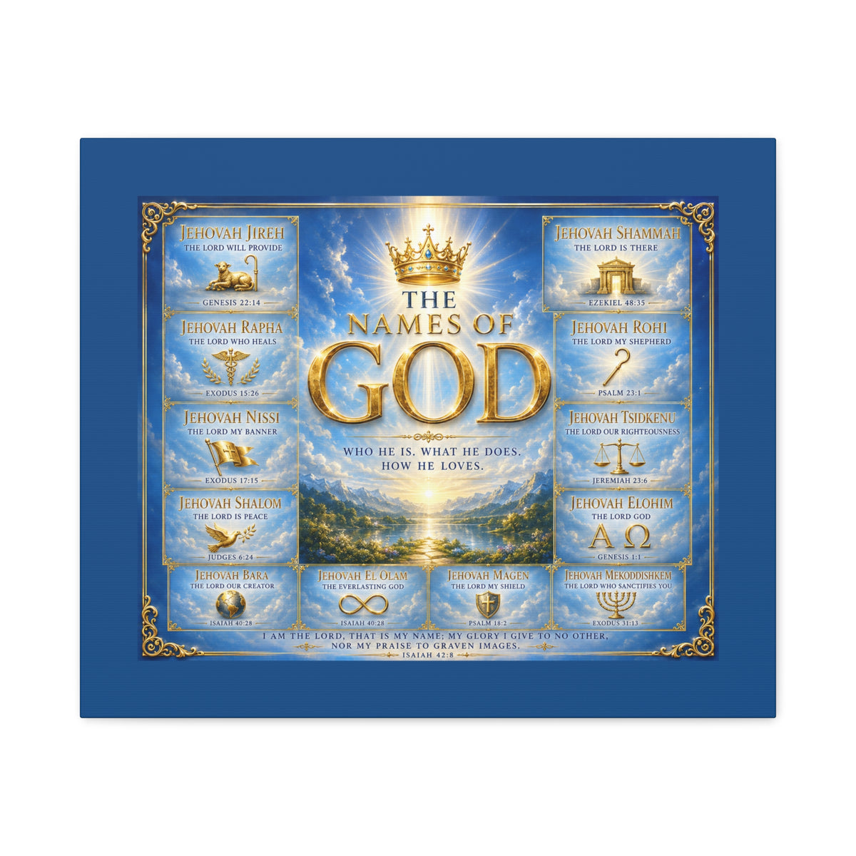 Names of God Canvas Wall Art – Heavenly Blue