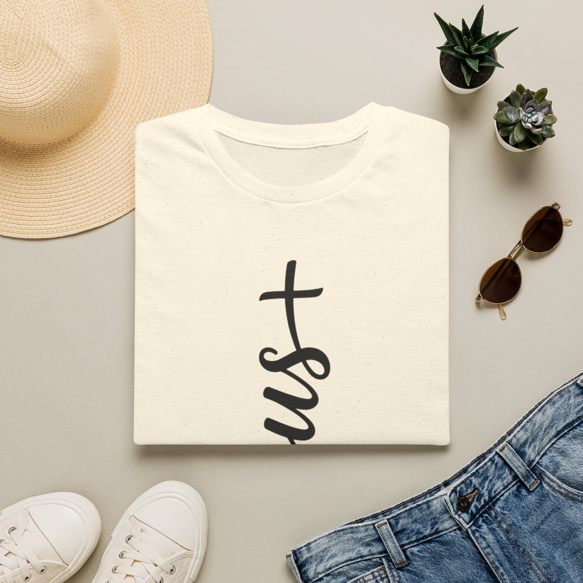 Jesus Vertical Script T-Shirt — Faith Christian Tee