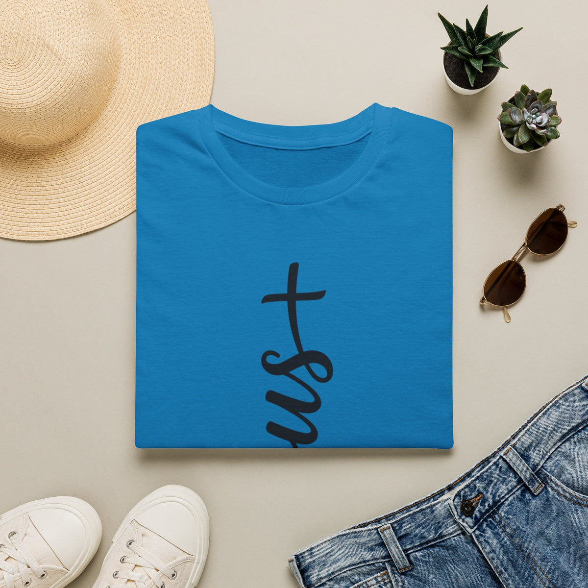 Jesus Vertical Script T-Shirt — Faith Christian Tee