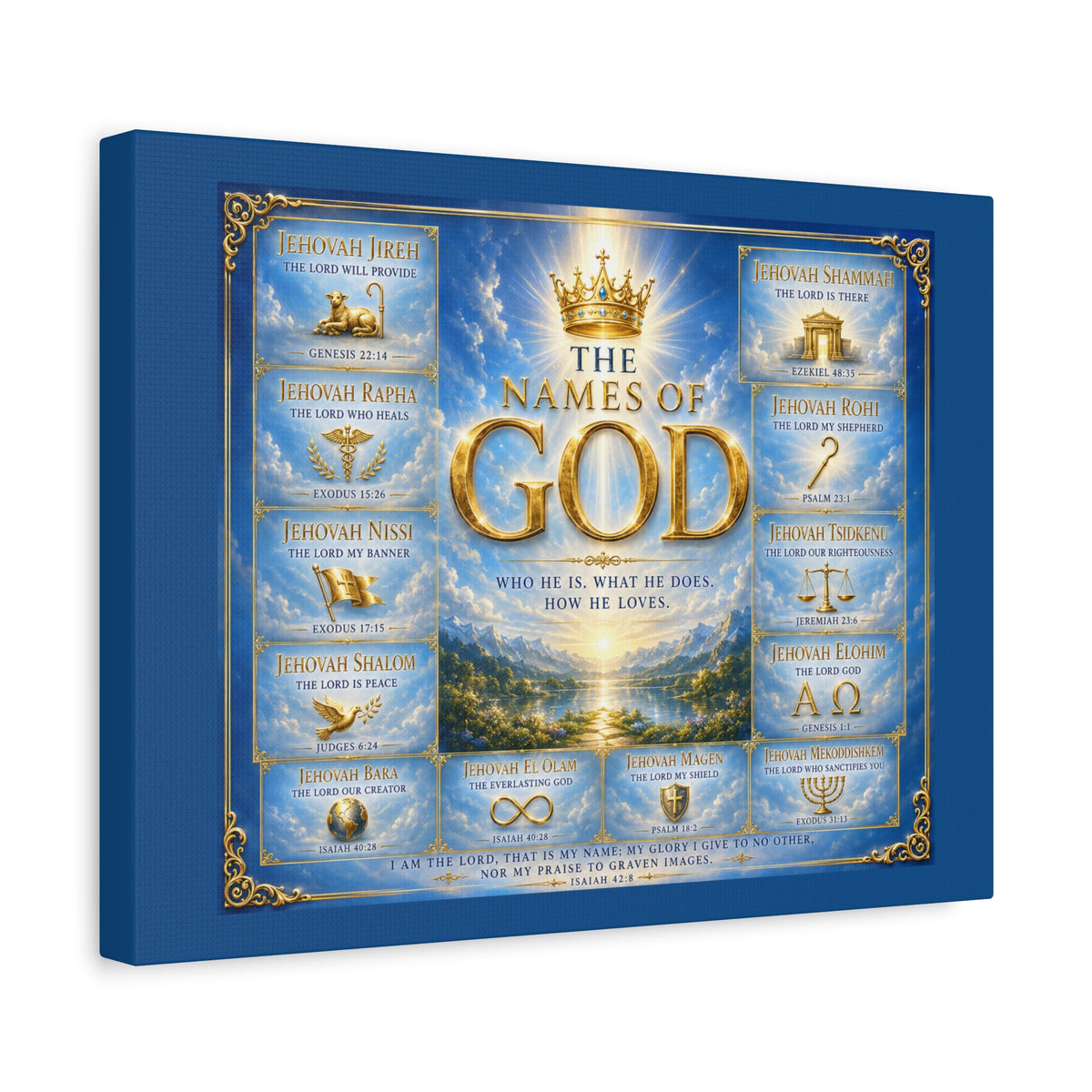 Names of God Canvas Wall Art – Heavenly Blue