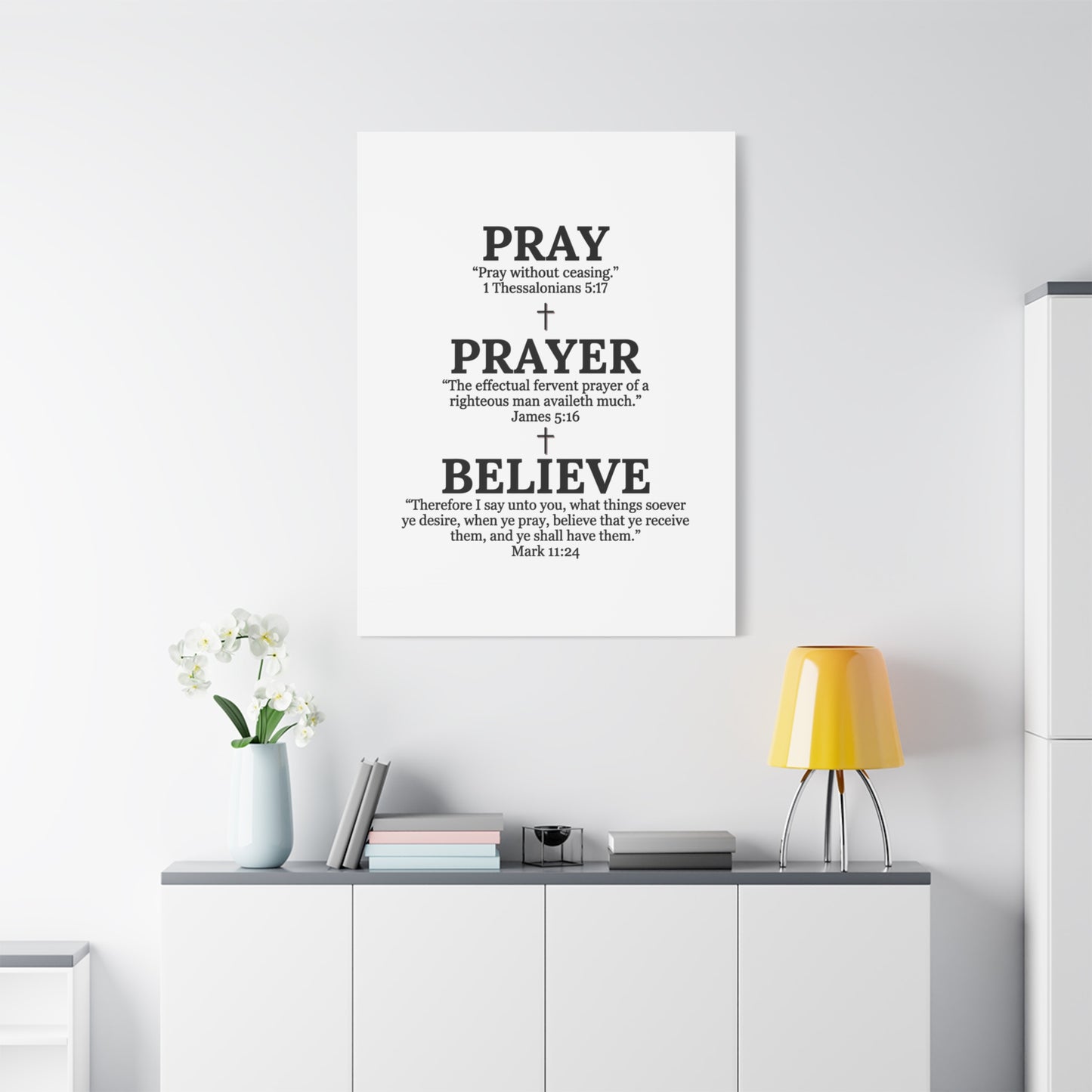 Pray, Prayer, Believe – Inspirational Christian Wall Canvas