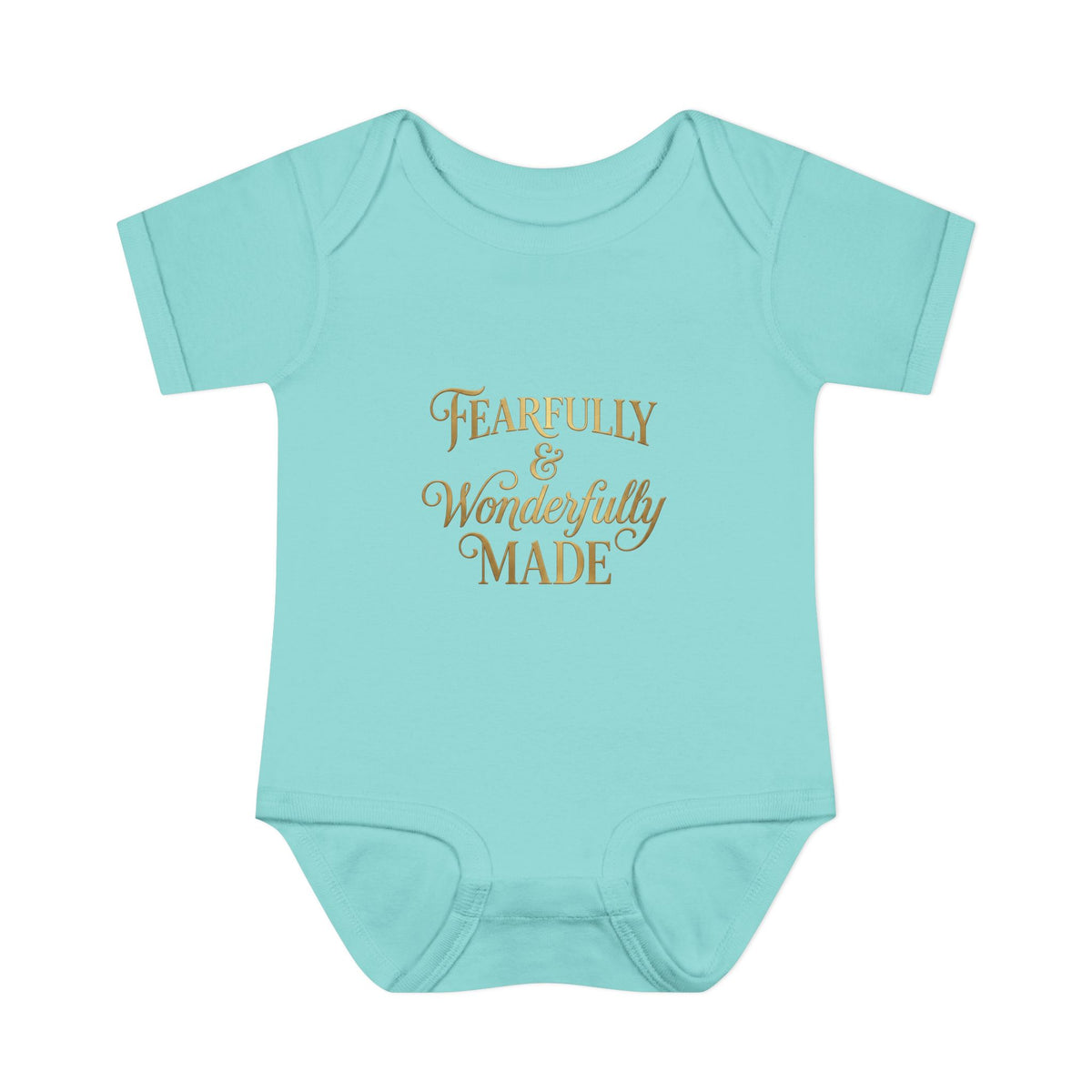 Baby Bodysuit – "Fearfully & Wonderfully Made" Gold Script Infant Onesie