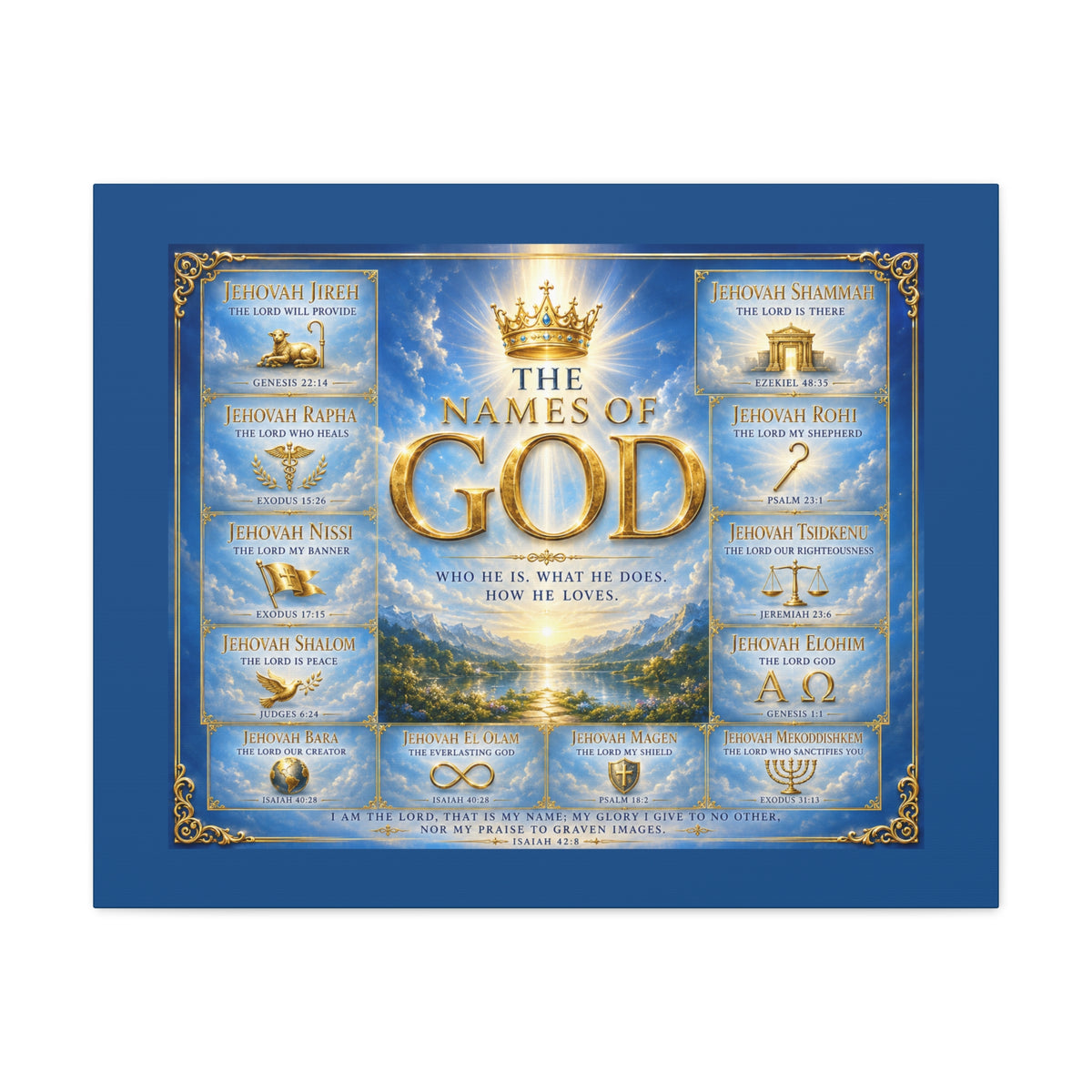 Names of God Canvas Wall Art – Heavenly Blue