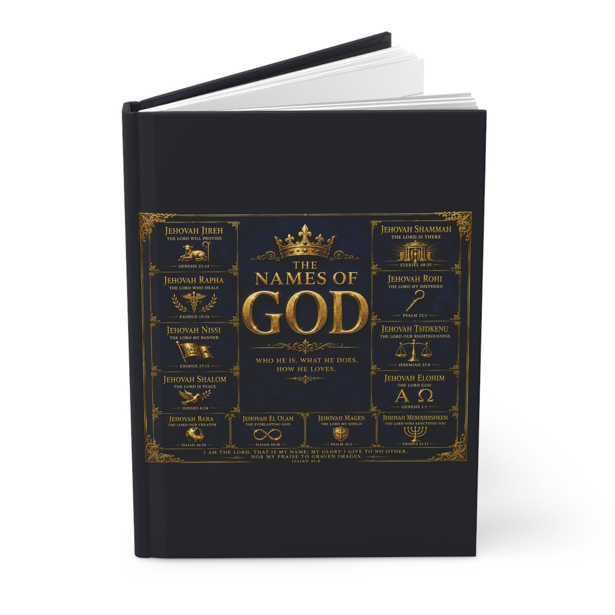 The Names of God Hardcover Journal — Lined Matte Notebook for Devotional Study