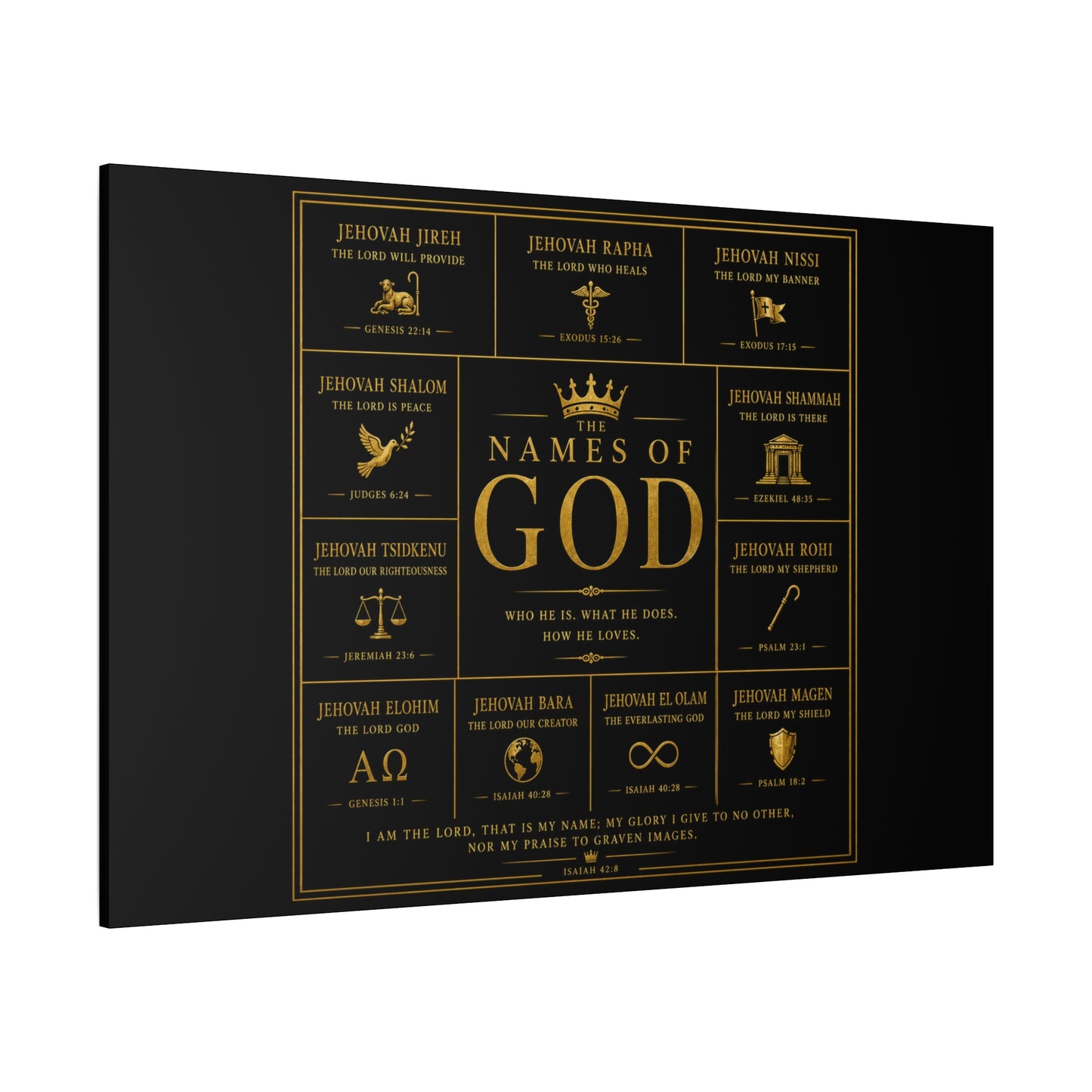 Names of God Canvas Wall Art-Black and Gold