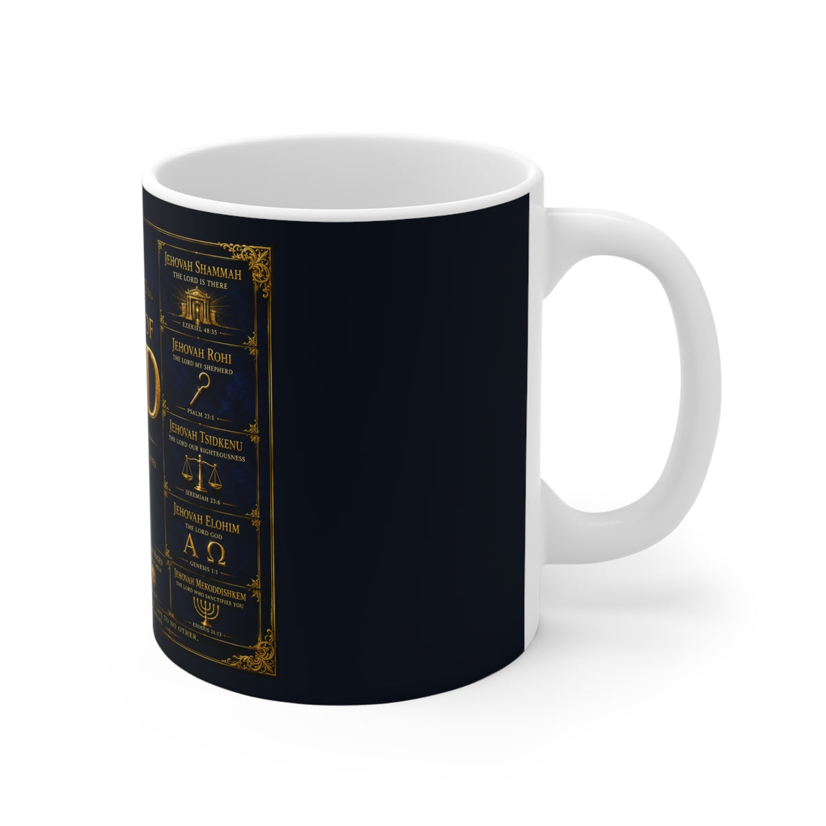 The Names of God 11oz Mug — Inspirational Christian Scripture Coffee Cup