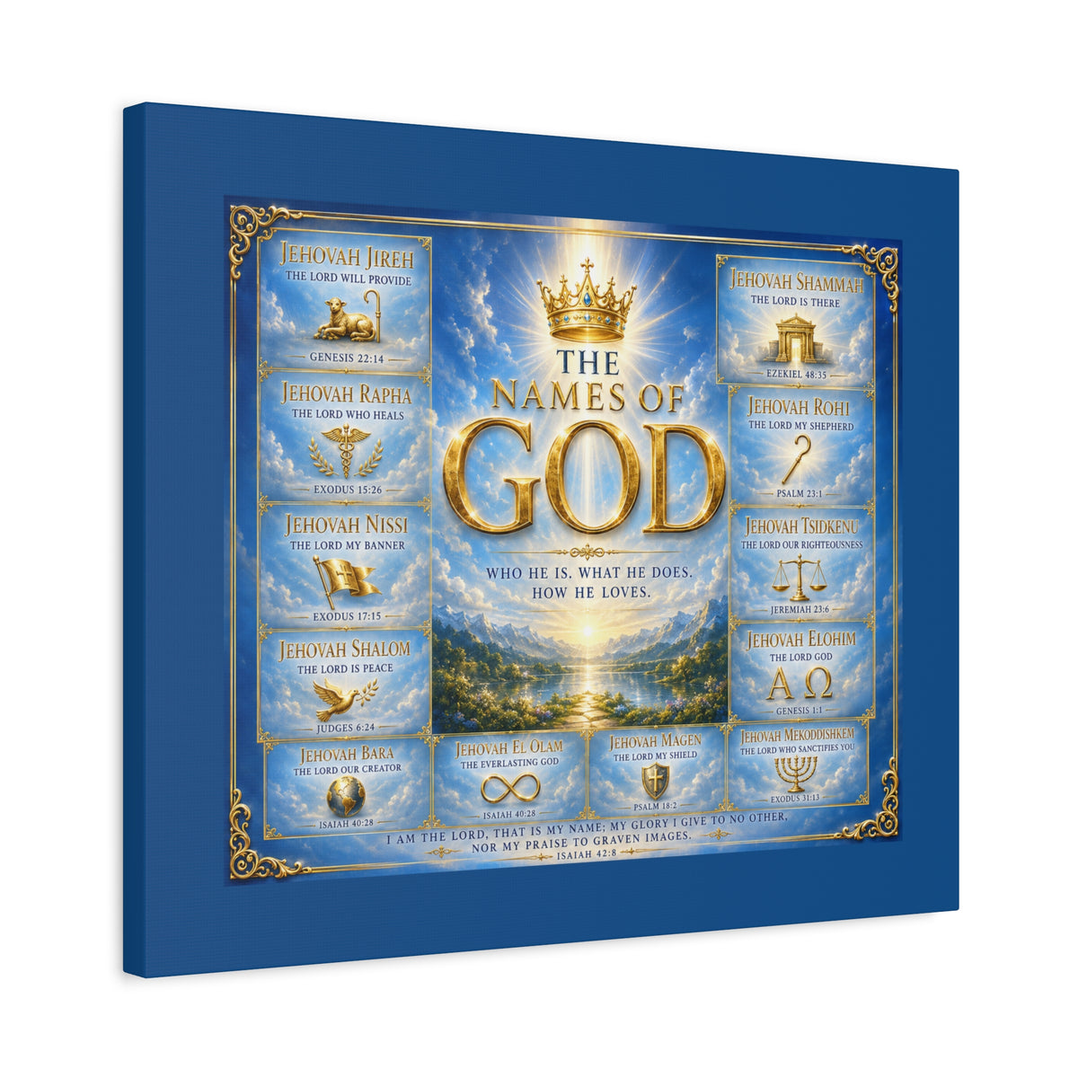 Names of God Canvas Wall Art – Heavenly Blue