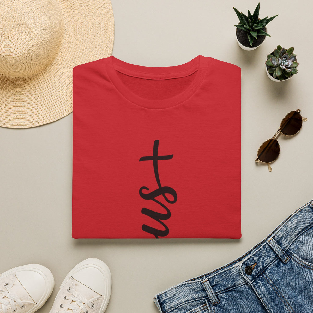 Jesus Vertical Script T-Shirt — Faith Christian Tee