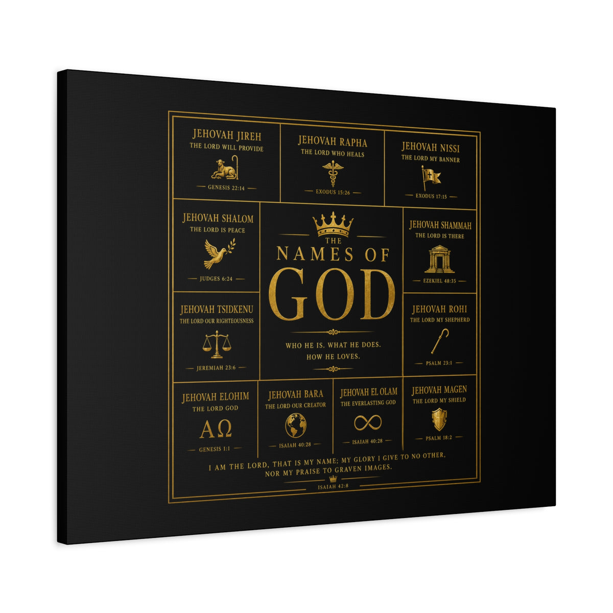 Names of God Canvas Wall Art-Black and Gold