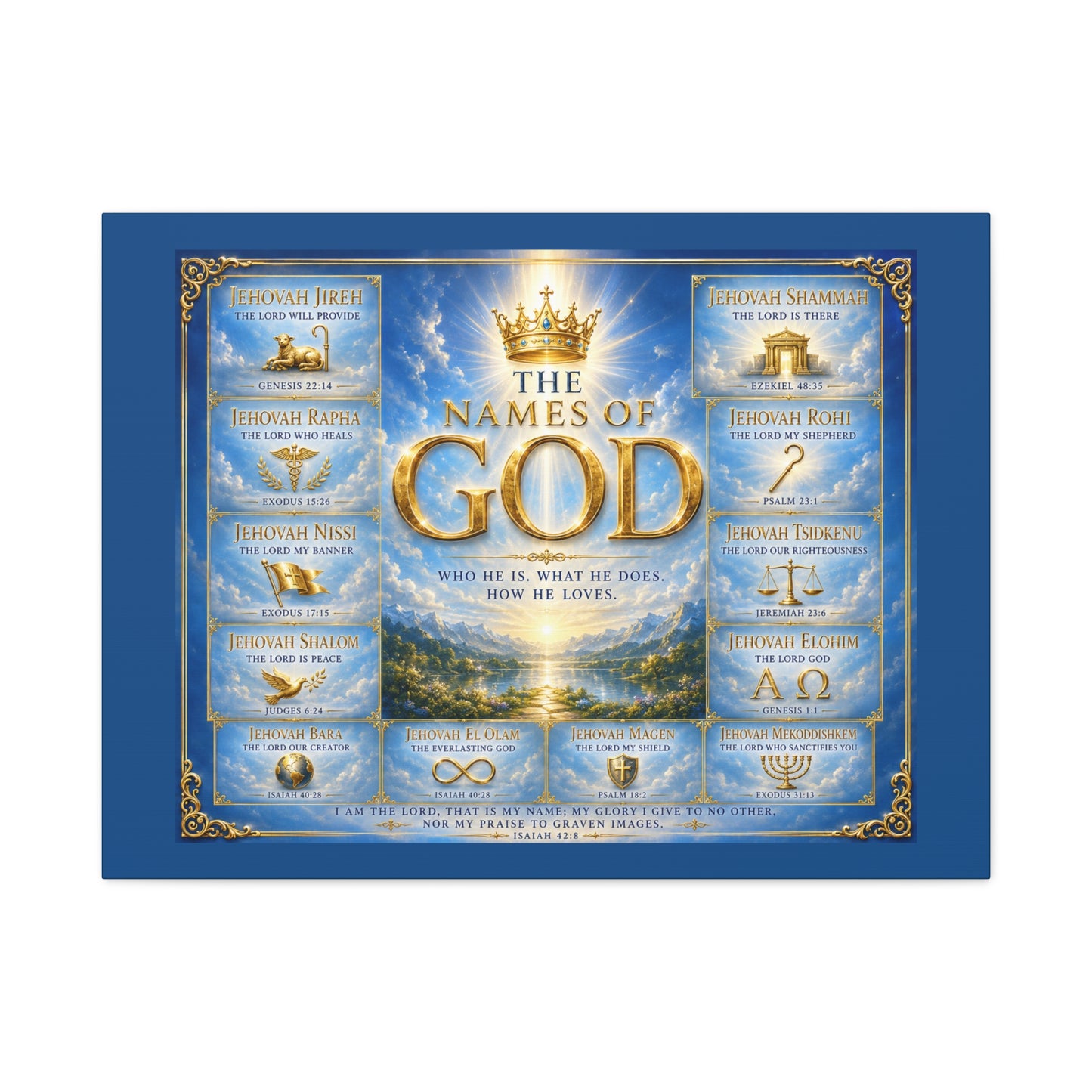 Names of God Canvas Wall Art – Heavenly Blue