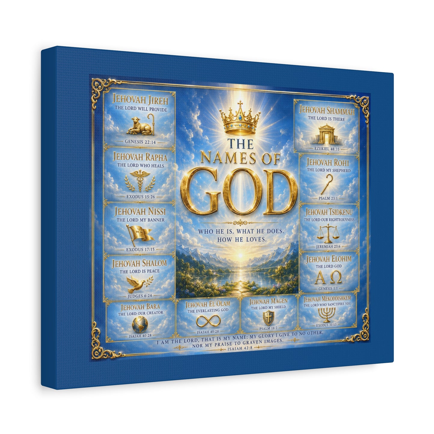 Names of God Canvas Wall Art – Heavenly Blue
