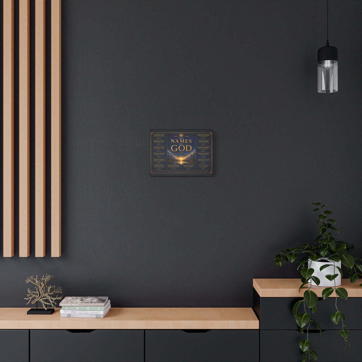 Biblical Names of God Canvas Wall Art — Deep Royal Blue